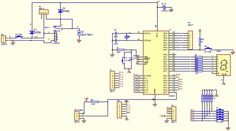 图2 AT89S52 单片机最小系统
